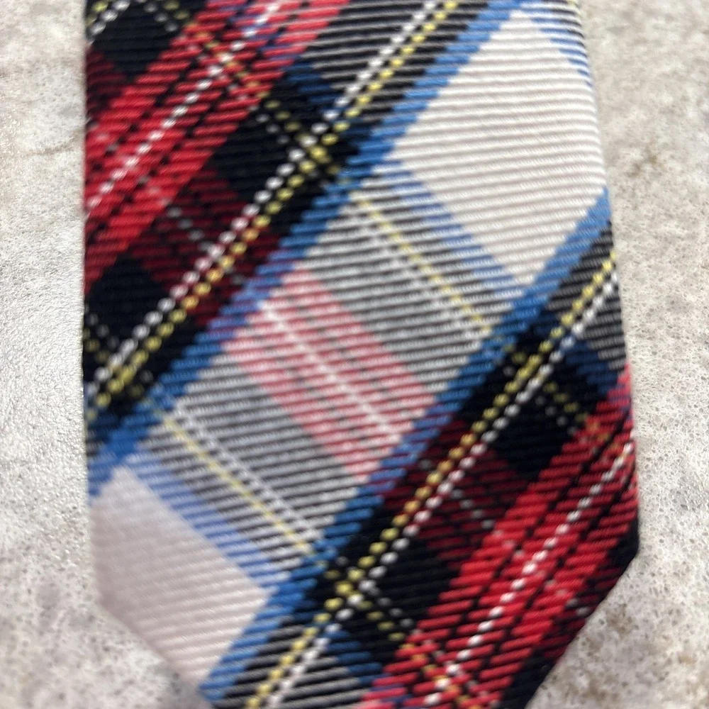 J.Crew Necktie Red Tartan Plaid Silk Wool Mens Preppy Formal Tie